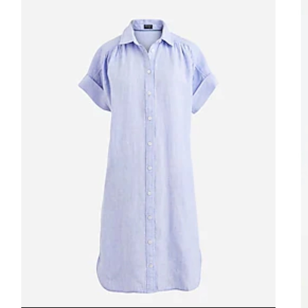 J. Crew Petite Relaxed fit Irish linen shirtdress AY624 Blue XXSP dress XXS